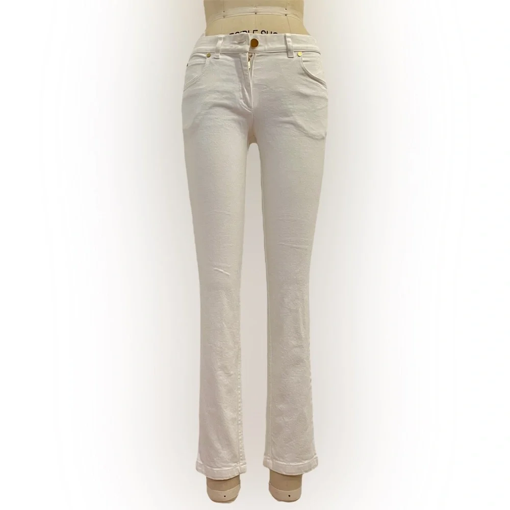 Made in Italy Y2K white ankle jeans gold hardware Michael Kors size 0 collection - Picture 14 of 14
